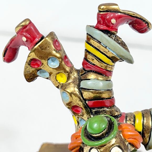Ron Lee Acrobat Handstand Clown Umbrella Gold Onyx Hand Painted Signed 1982 - Picture 9 of 16